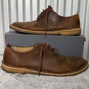 Clarks Originals Shoes Sneakers Mens Size 13 Brown Leather Derby Lace Up Crepe